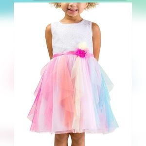 Girls Easter Dress Rainbow Layer Tulle Bottom Size 4